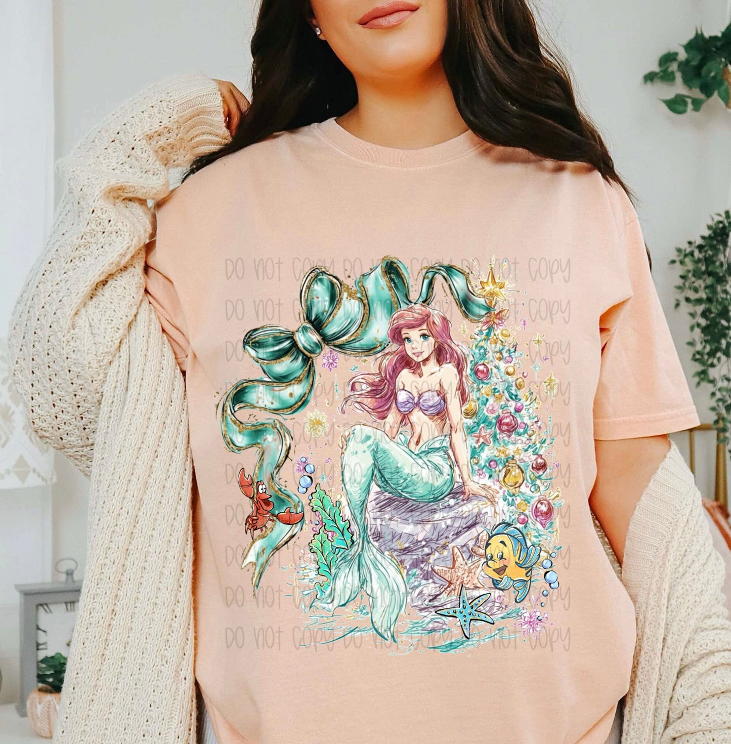 Coquette Mermaid Christmas Tee or Crewneck.