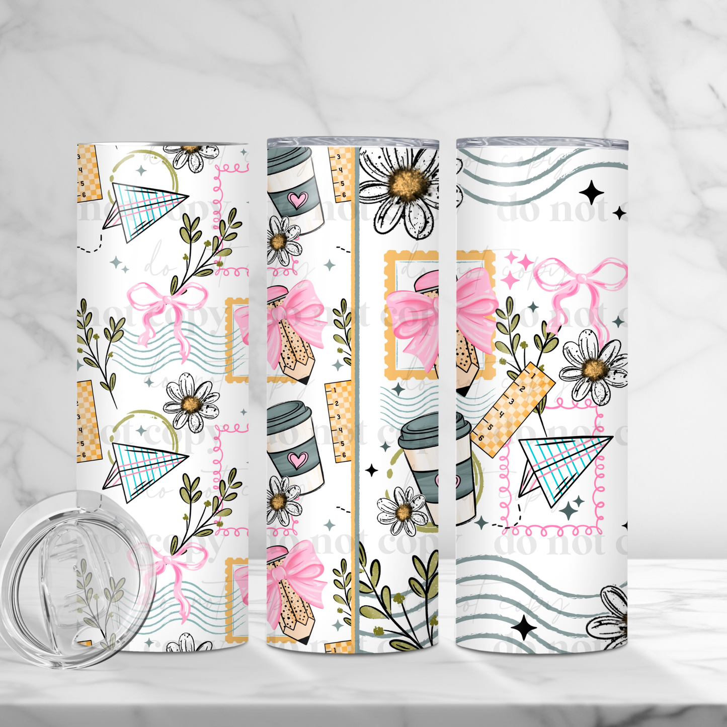 PENCILS AND BOWS 20OZ SKINNY TUMBLER