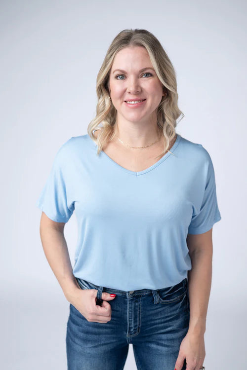 Chloe Cozy Tee - Sky Blue