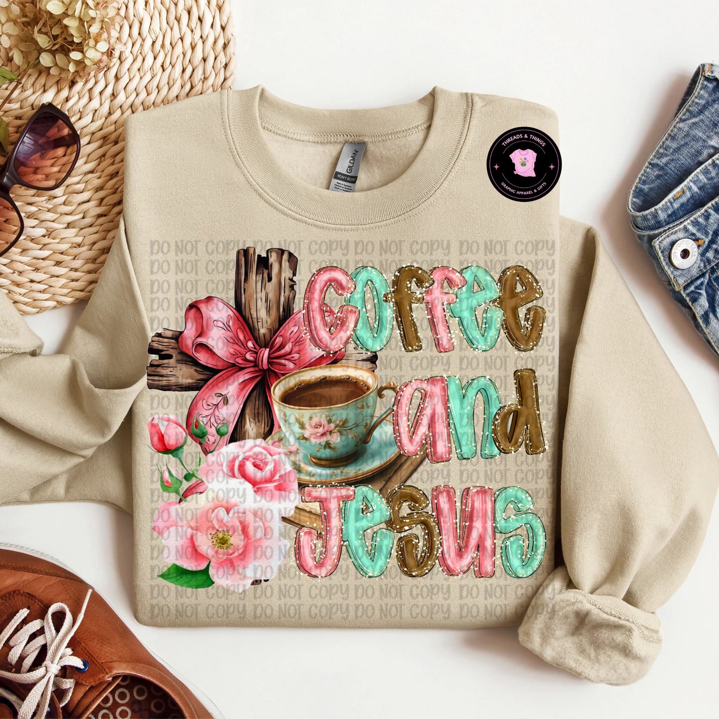 Coffee and Jesus Crewneck or Tshirt