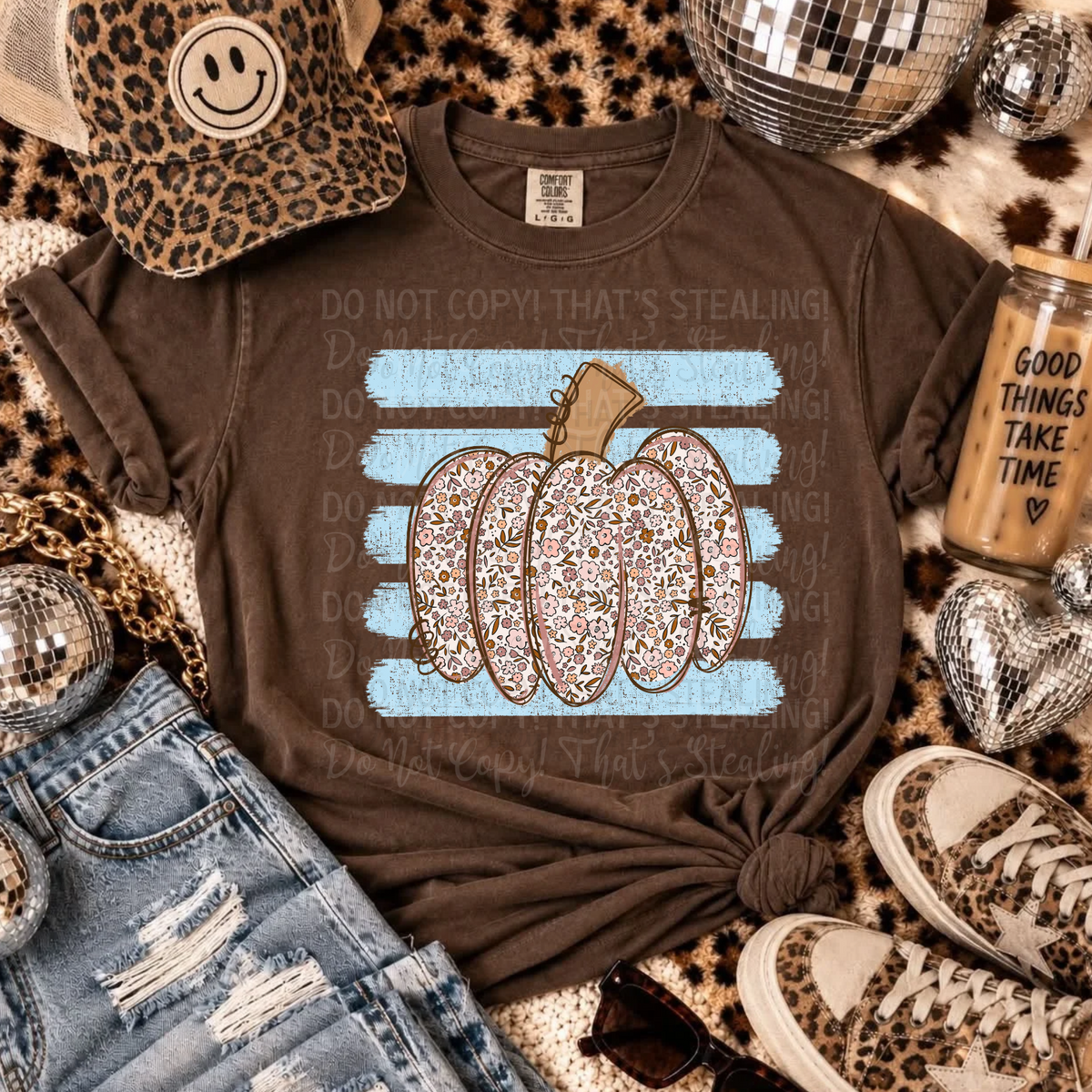 Floral Print Pumpkin Tee