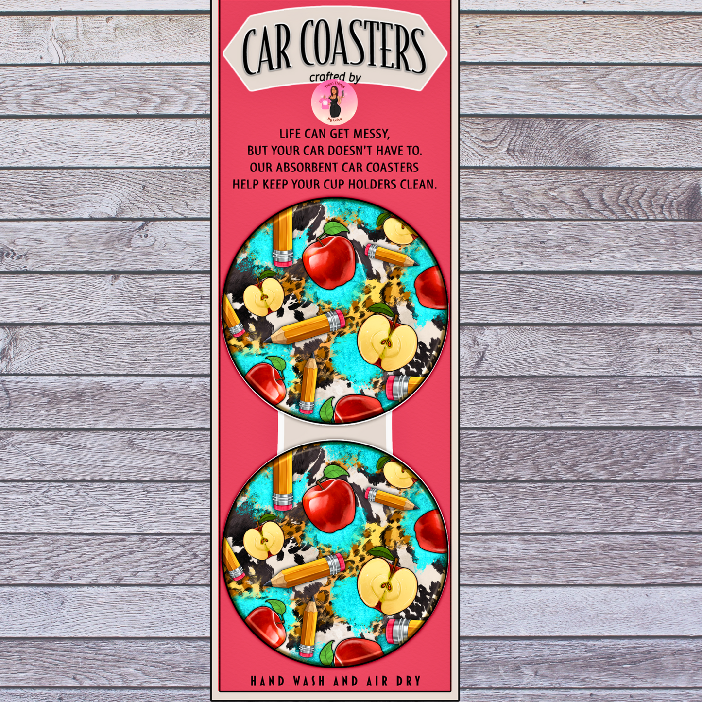 Apples for Teacher Car Coasters