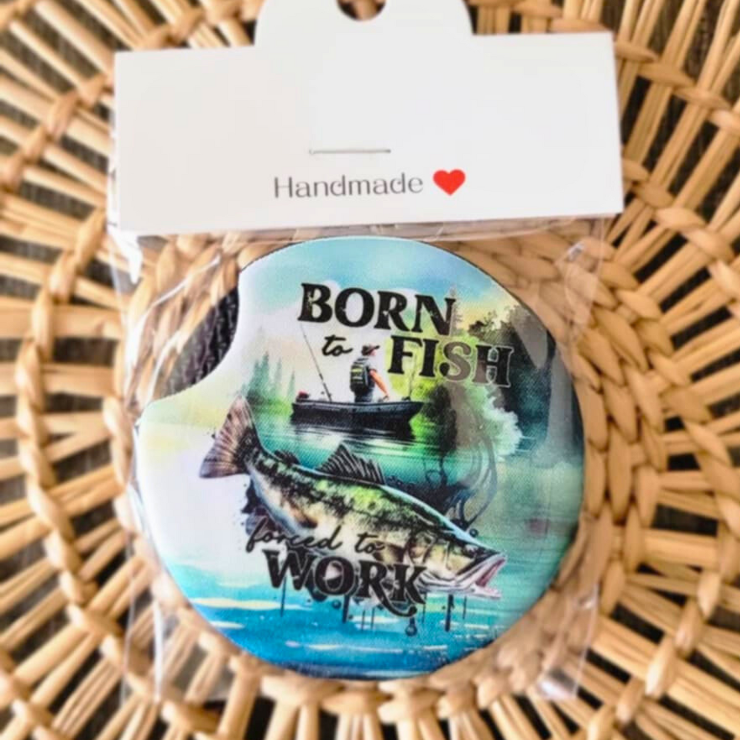 Born To Fish Neoprene Car Coasters