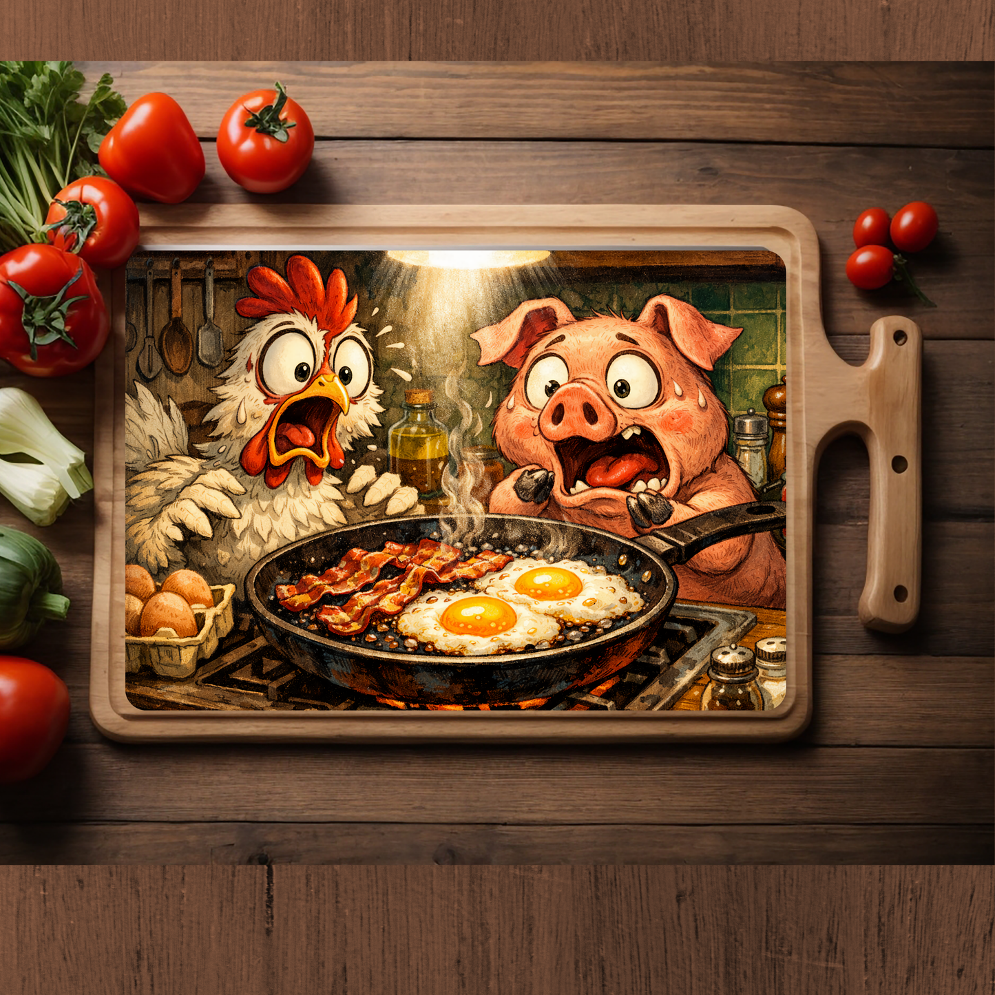 Bacon and Eggs Glass Cutting Board