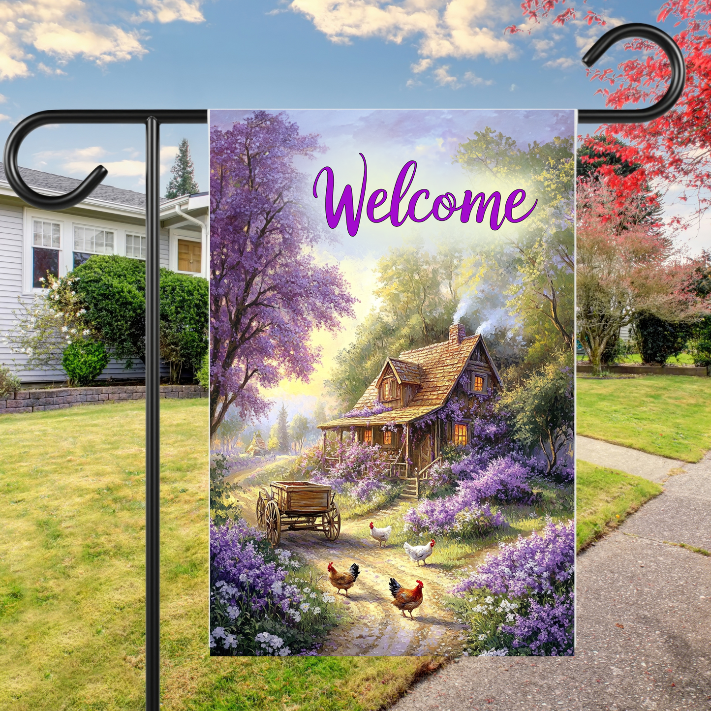 Cottage in the Woods Garden Flag