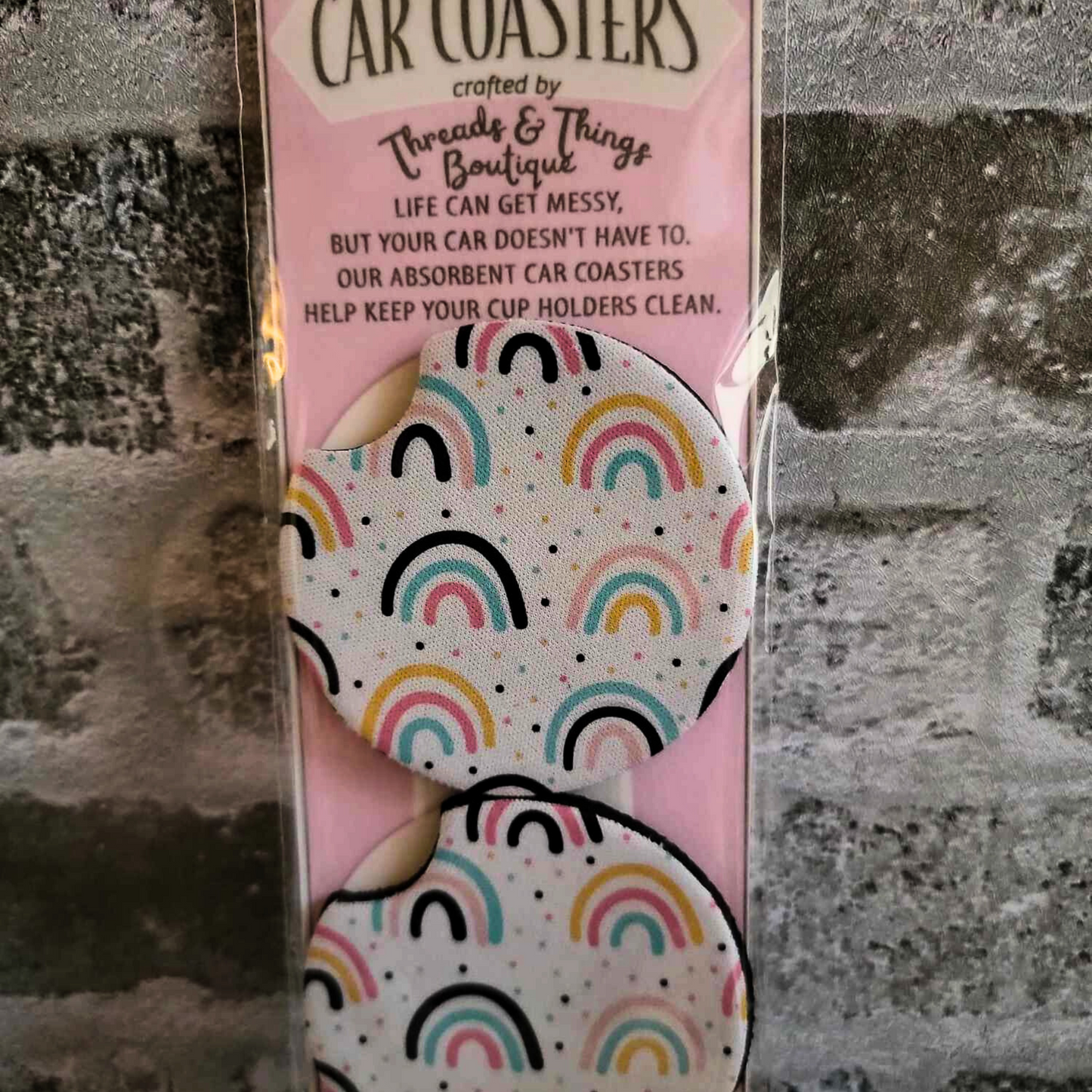 Boho Rainbow Car Coasters