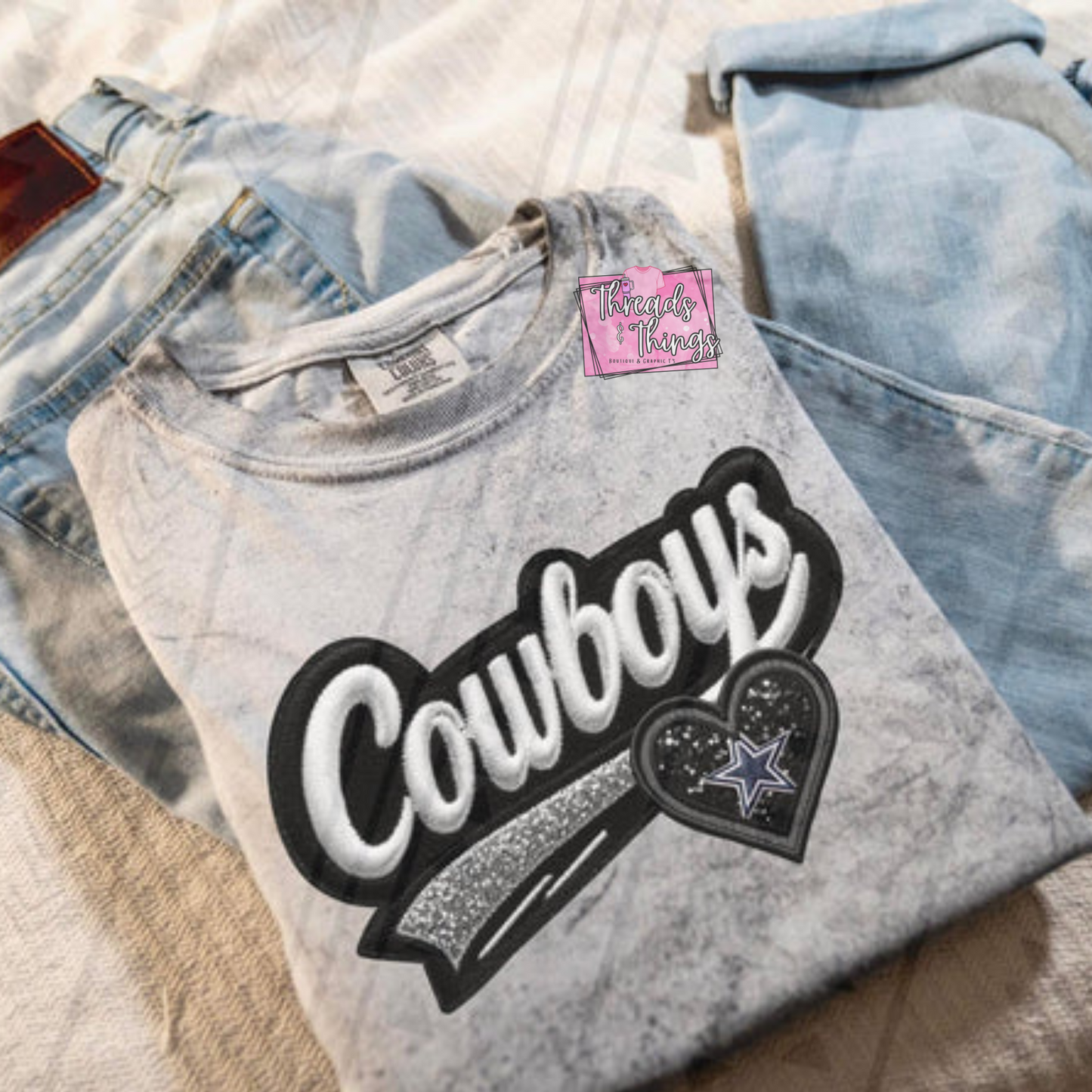 Glittery Heart Mascots DTF Crewneck Sweatshirts