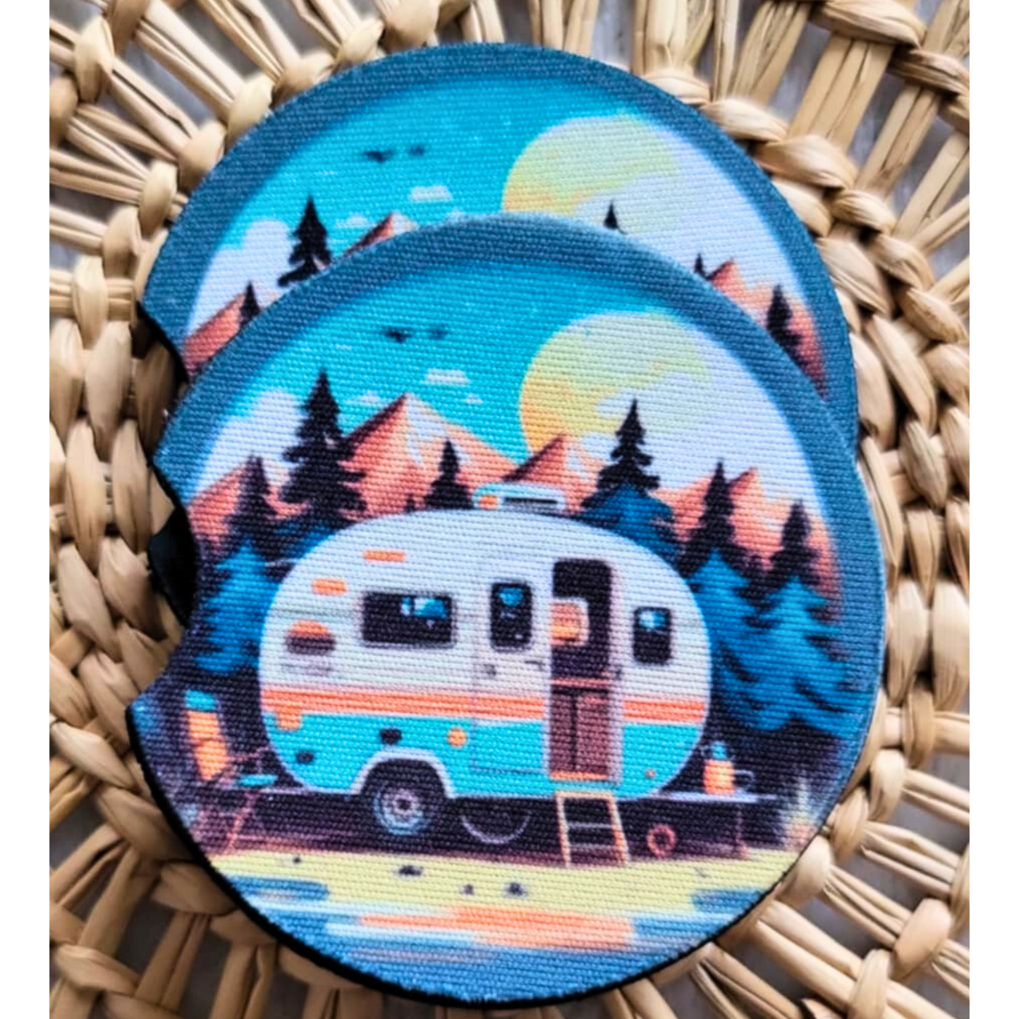 Happy Camper Neoprene Car Coasters