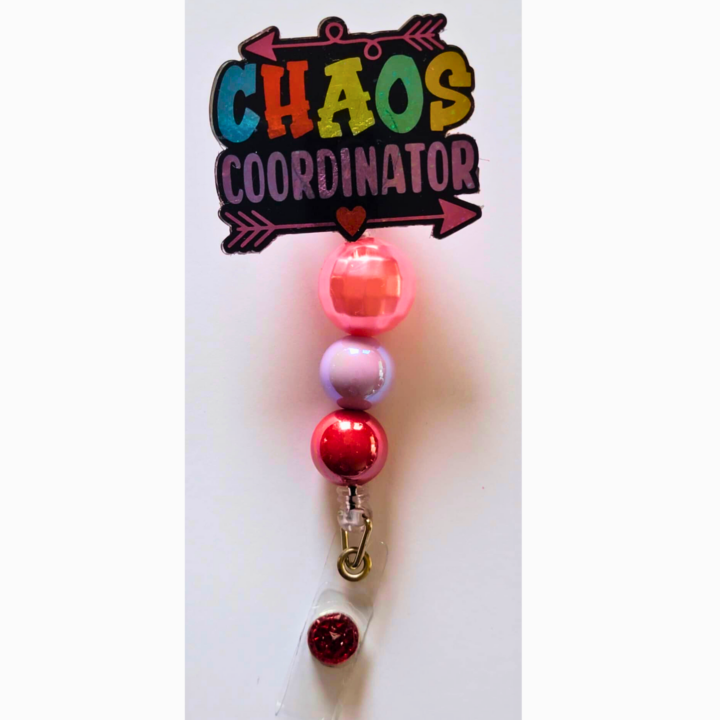 Chaos Coordinator Beaded Acrylic Badge Reel