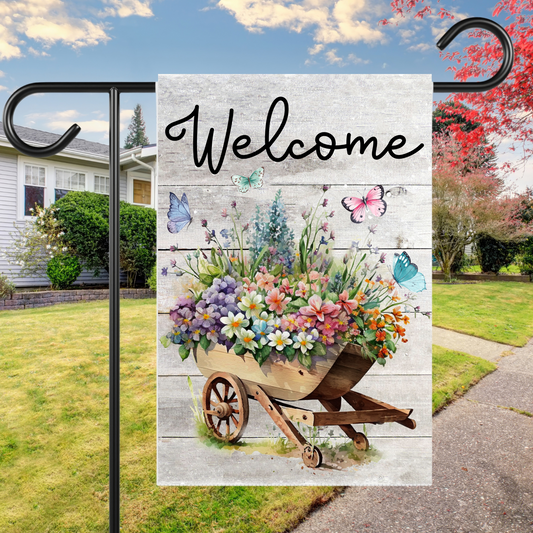 Barrell of Flowers Garden Flag