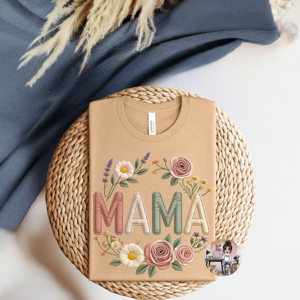 Floral Faux Embroidery Mama