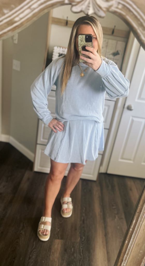 RTS: Game Day Ribbed Long Sleeve Skort Set