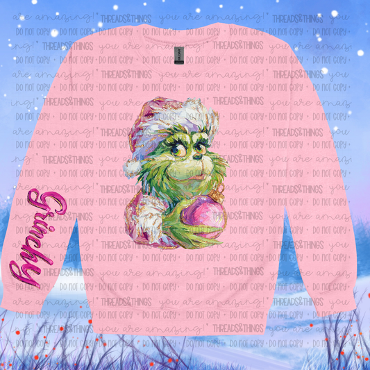 Green Guy with Sleeve Design Crewneck