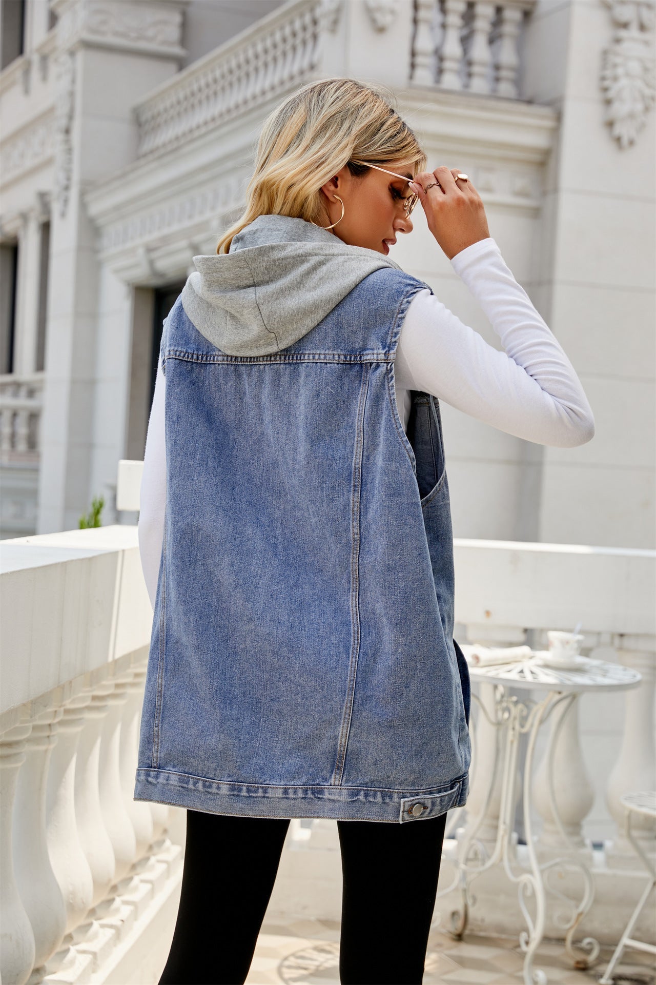 RTS: The Sideline Denim Vest with Detachable Hood