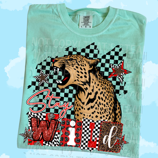 Stay Wild Checkered Background DTF Tshirts