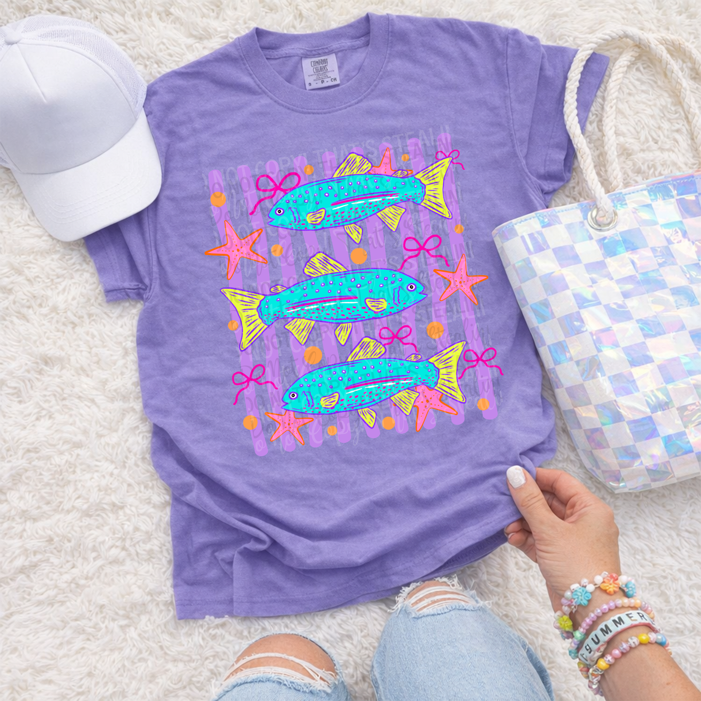 Here Fishy Fishy with Purple Background DTF Shirt