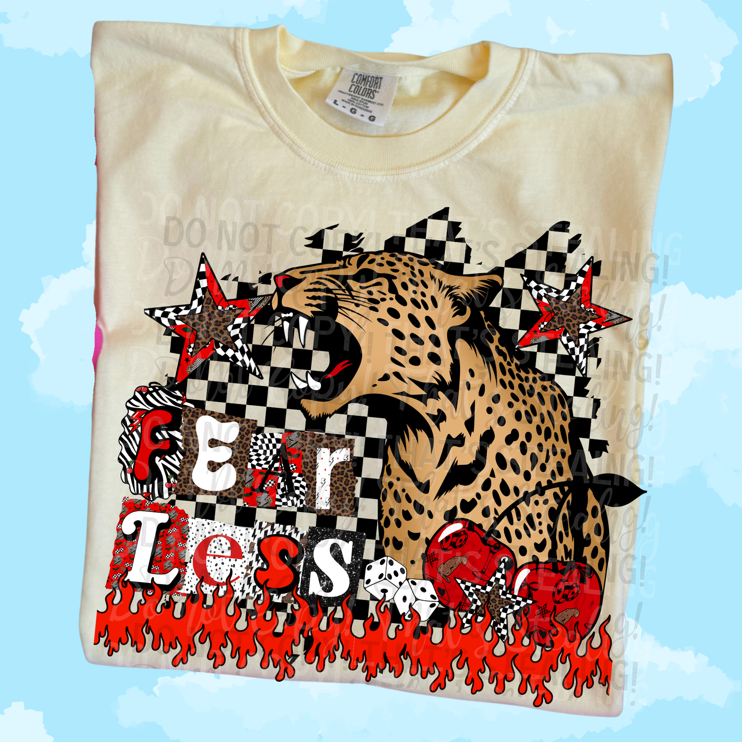 Fearless Checkered Background DTF Tshirts