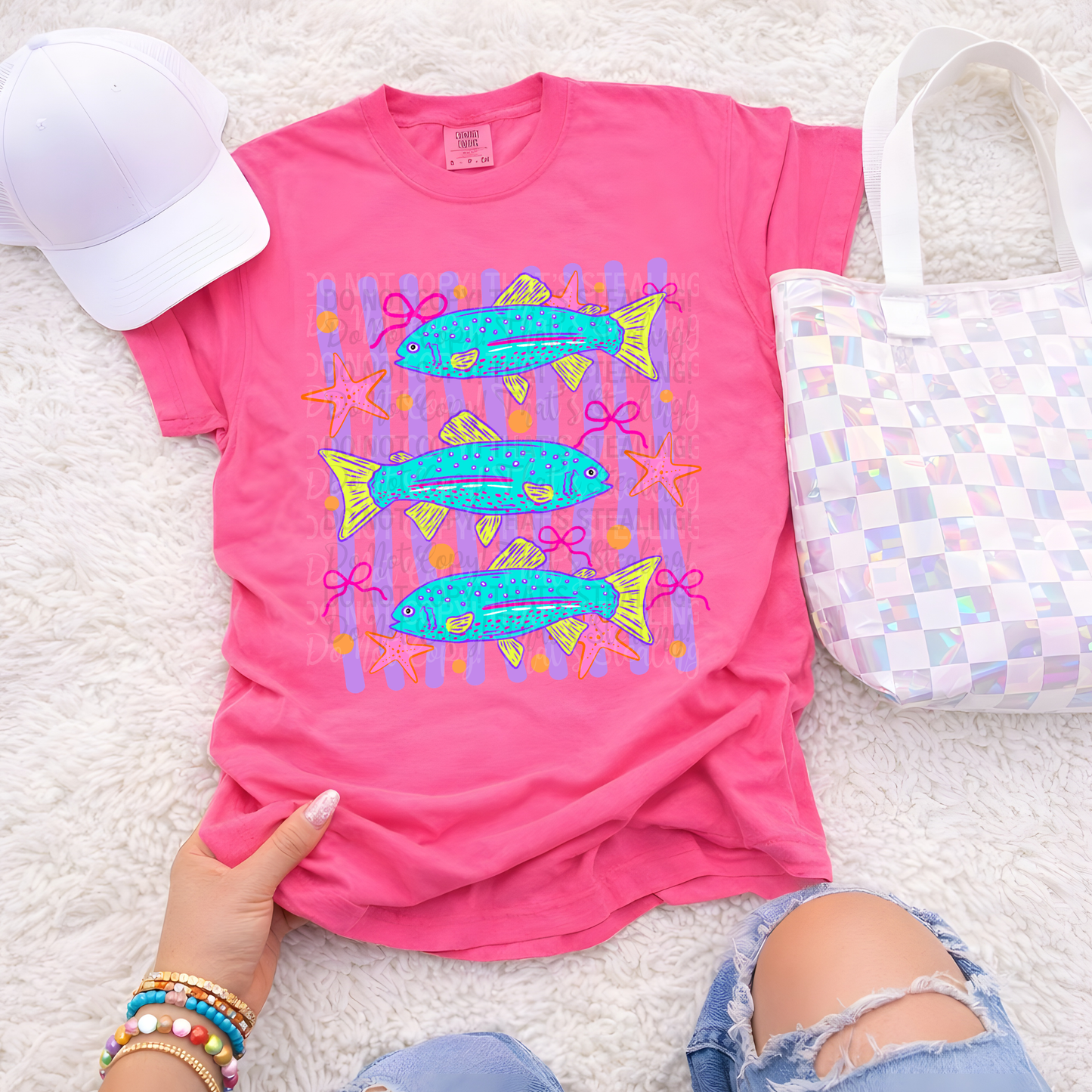 Here Fishy Fishy with Purple Background DTF Shirt