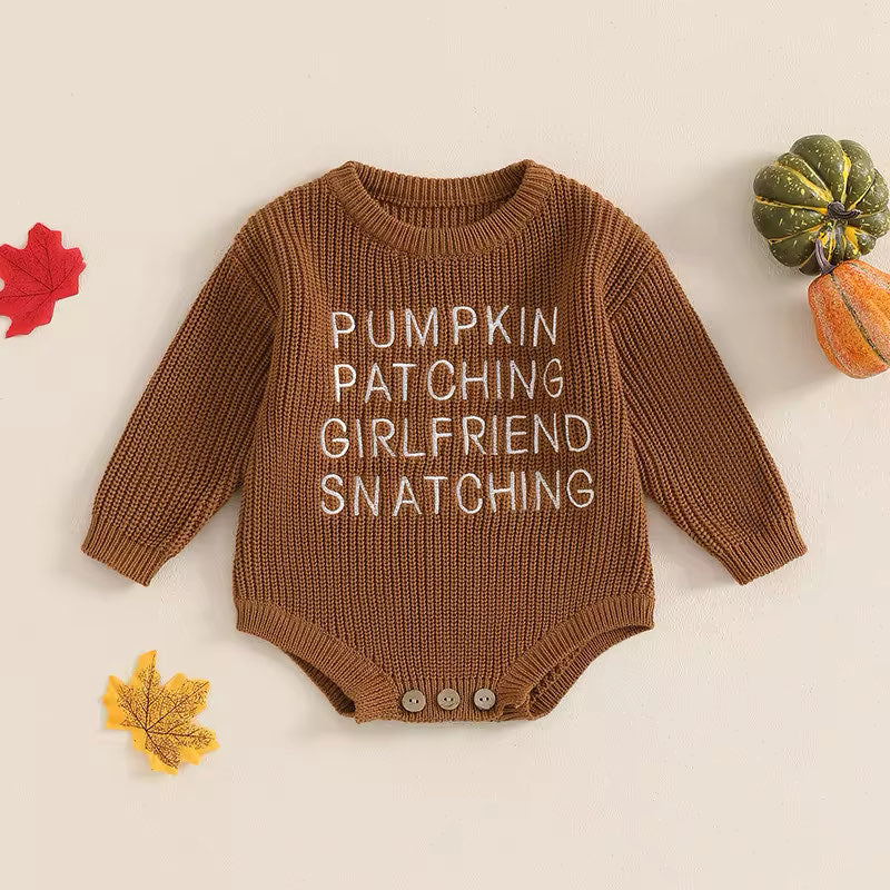 RTS: Pumpkin Patch Knit Onesie and Sweater