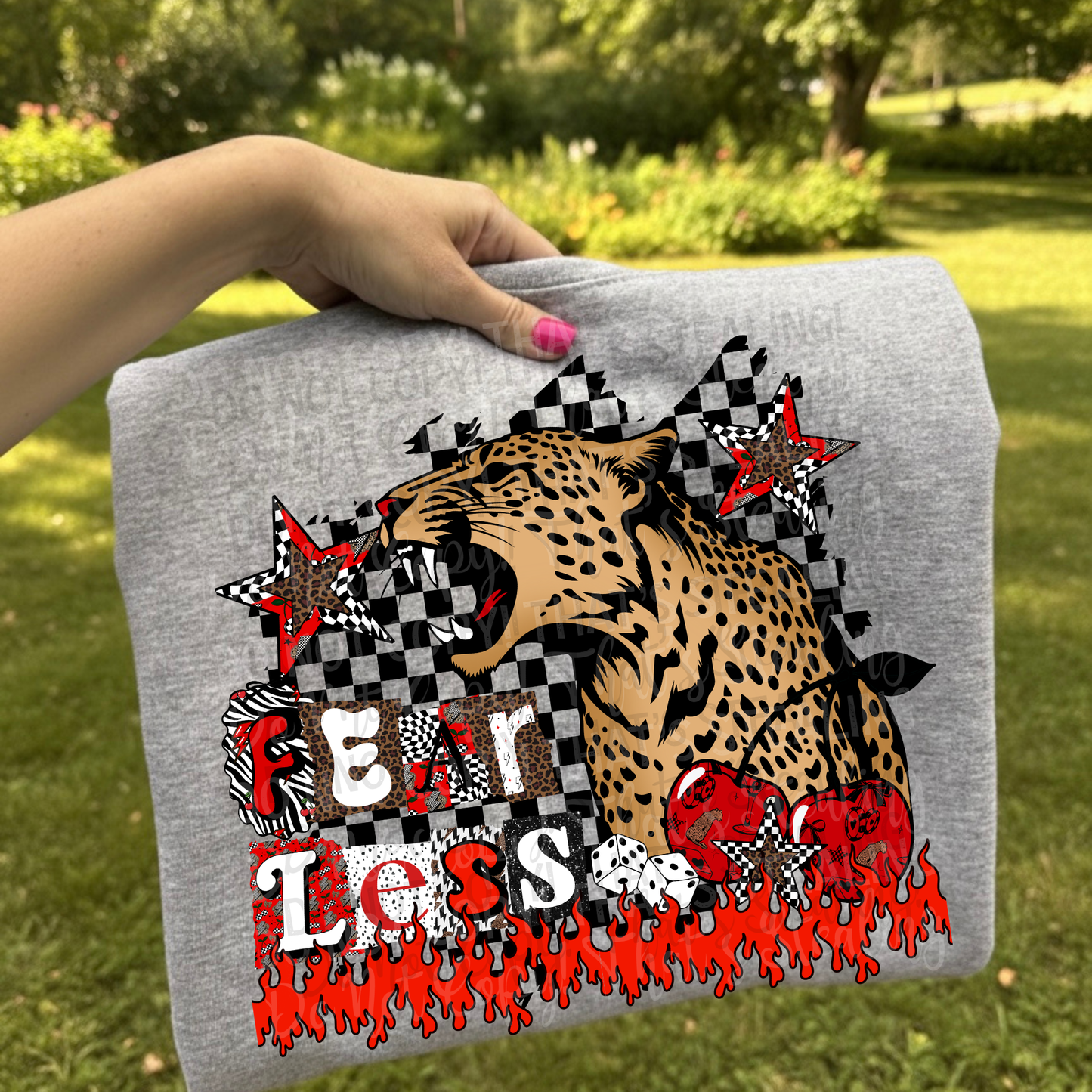 Fearless Checkered Background DTF Tshirts
