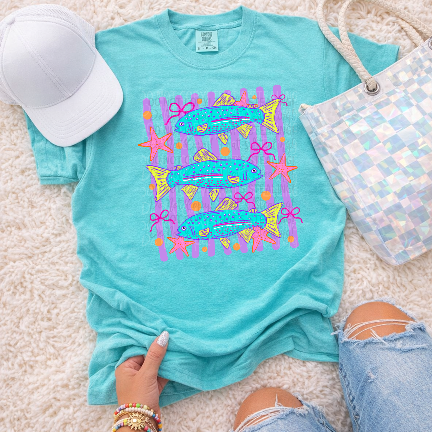 Here Fishy Fishy with Purple Background DTF Shirt