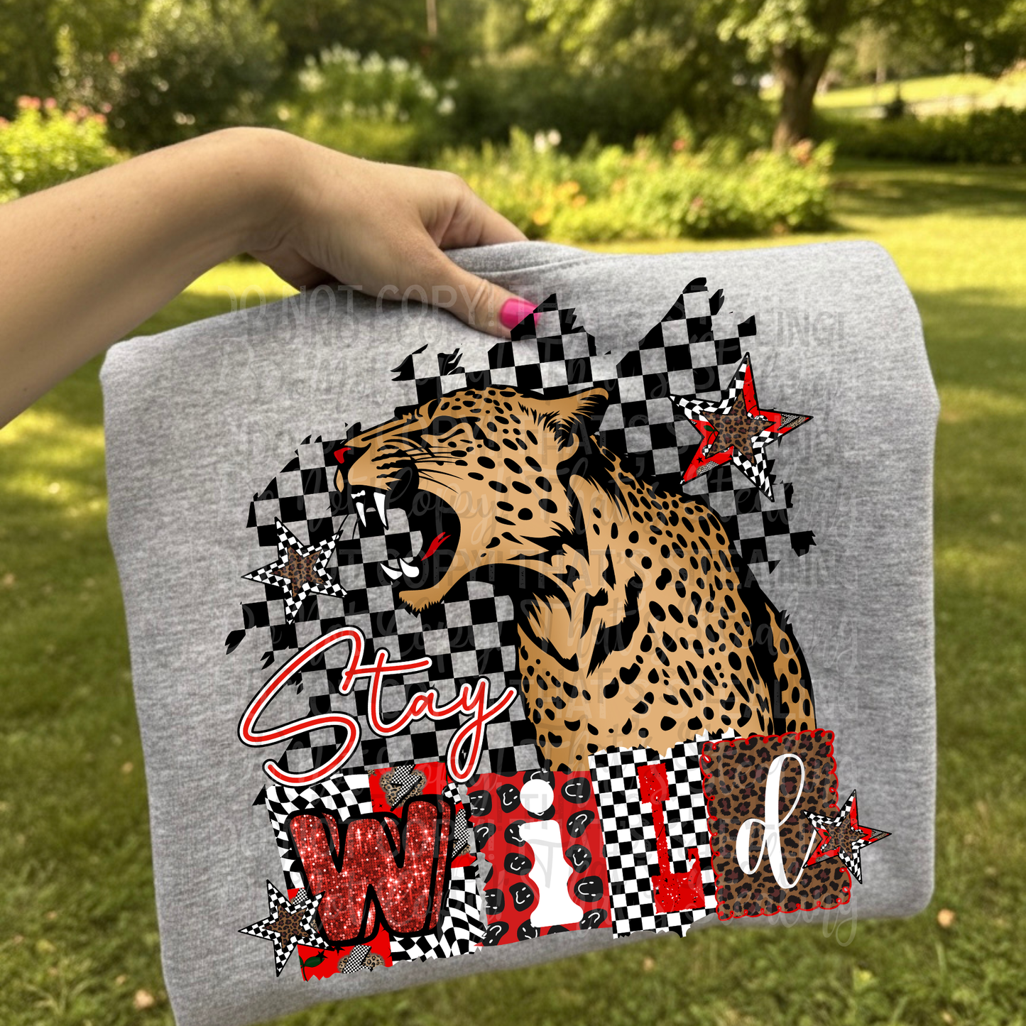 Stay Wild Checkered Background DTF Tshirts