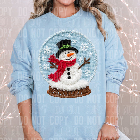 Faux Yarn Snowman Snow Globe Crewneck Sweatshirt