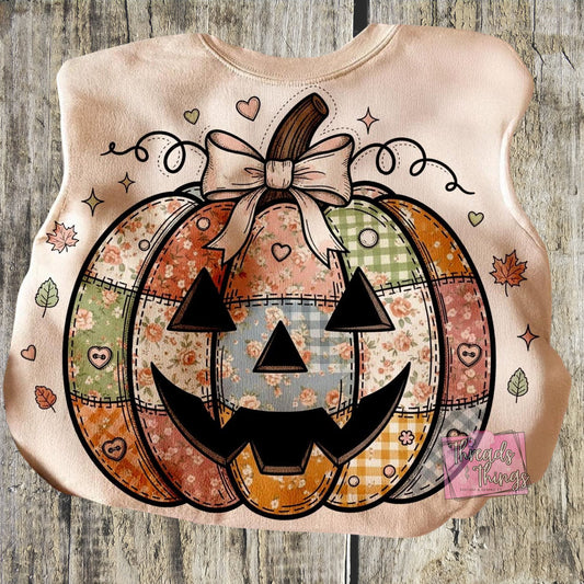 Patchwork Pumpkin Crewneck Sweatshirt or Tshirt