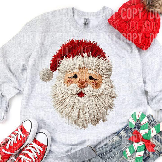 Faux Yarn Santa DTF Transfer Crewneck Sweatshirt
