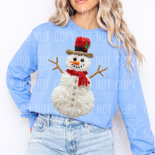 Faux Yarn Snowman DTF Transfer Crewneck Sweatshirt