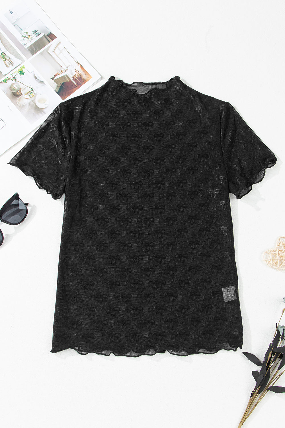 RTS: The Black on Black Sheer Bow Top