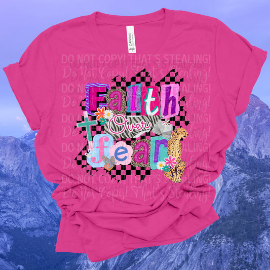 Faith Over Fear Checked DTF Tshirt