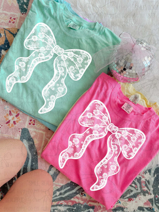 Lace Bow DTF Tshirt