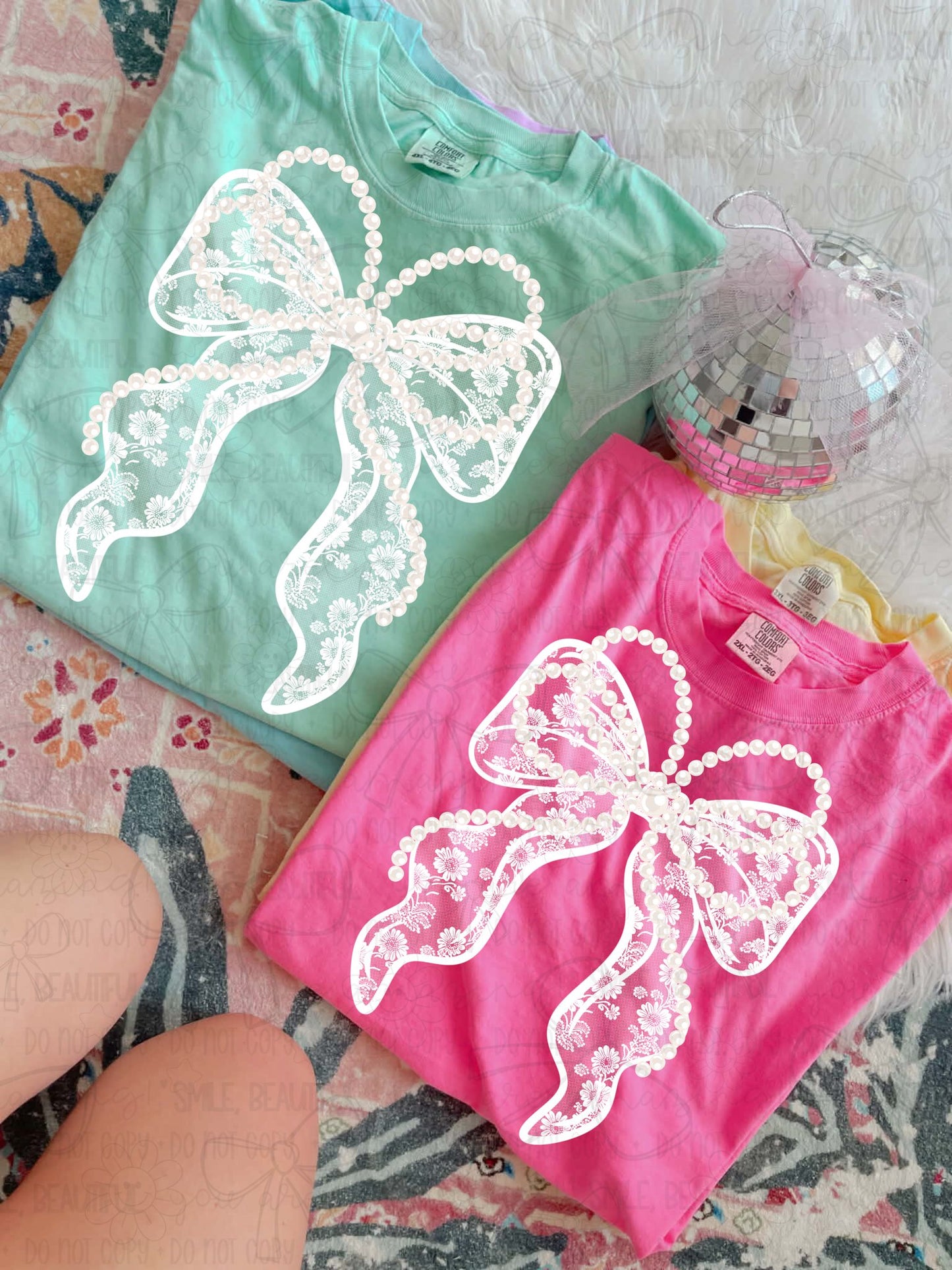 Lace Bow With Pearls DTF Tshirt
