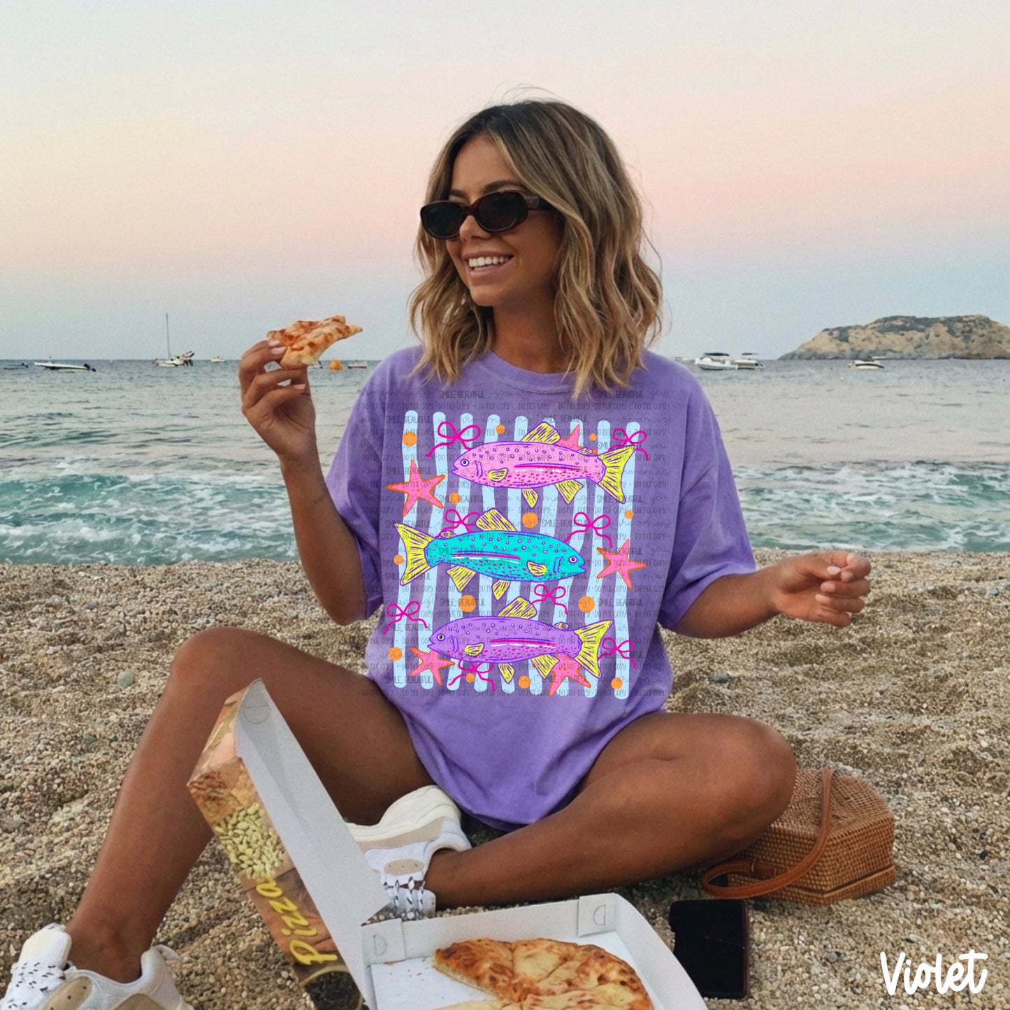 Here Fishy Fishy Multi-Color DTF Shirt