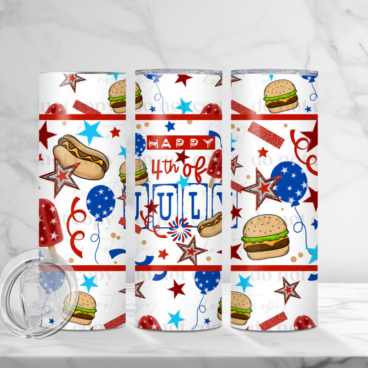 HAPPY 4TH OF JULY  20OZ SKINNY TUMBLER