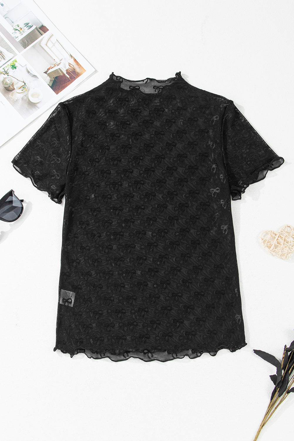 RTS: The Black on Black Sheer Bow Top