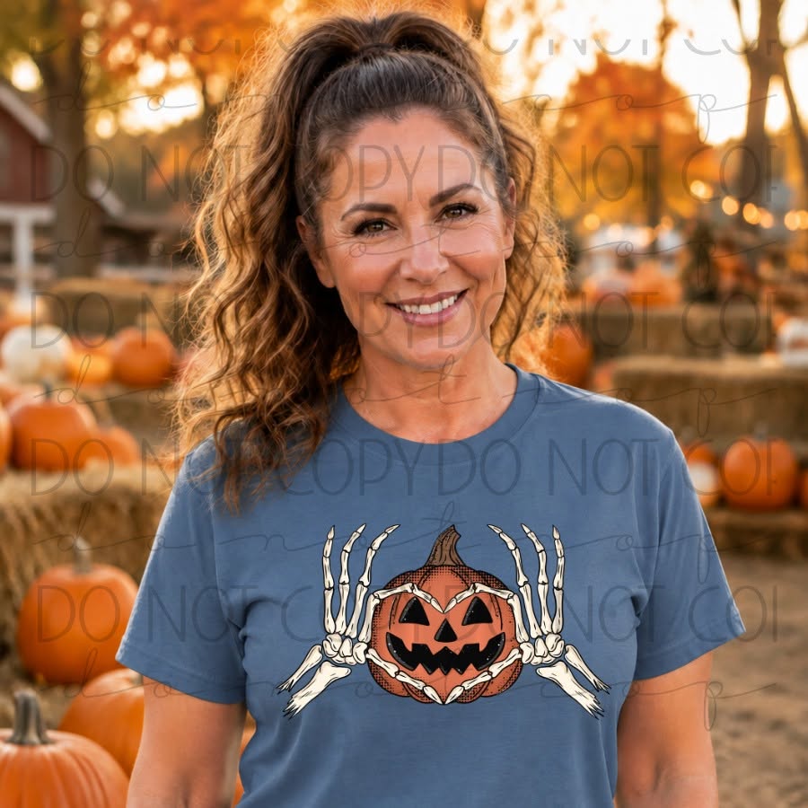 Heart Hand Pumpkin DTF Tshirt