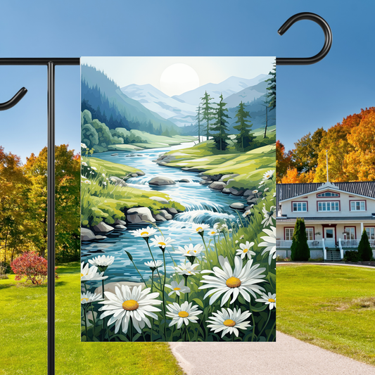 Daisies by the Stream Garden Flag