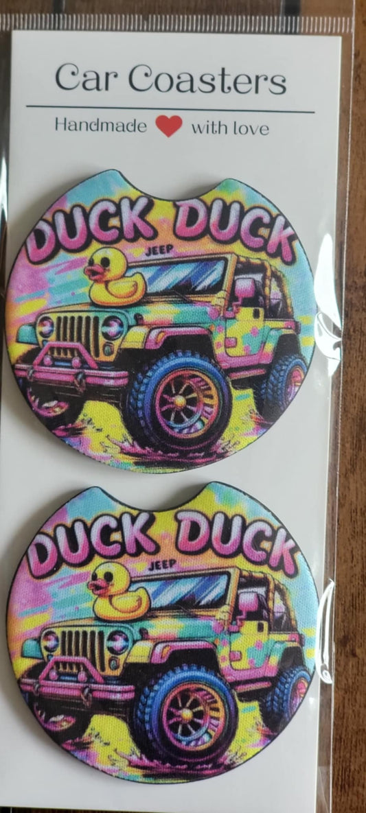 Duck Duck Jeep Neoprene Car Coasters