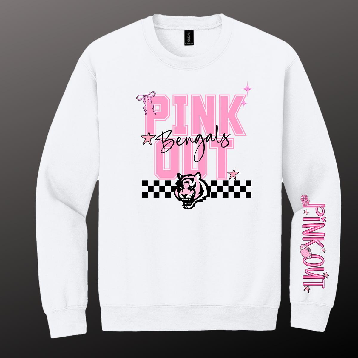 Pink Out Crewneck Sweatshirt with Sleeve Accent