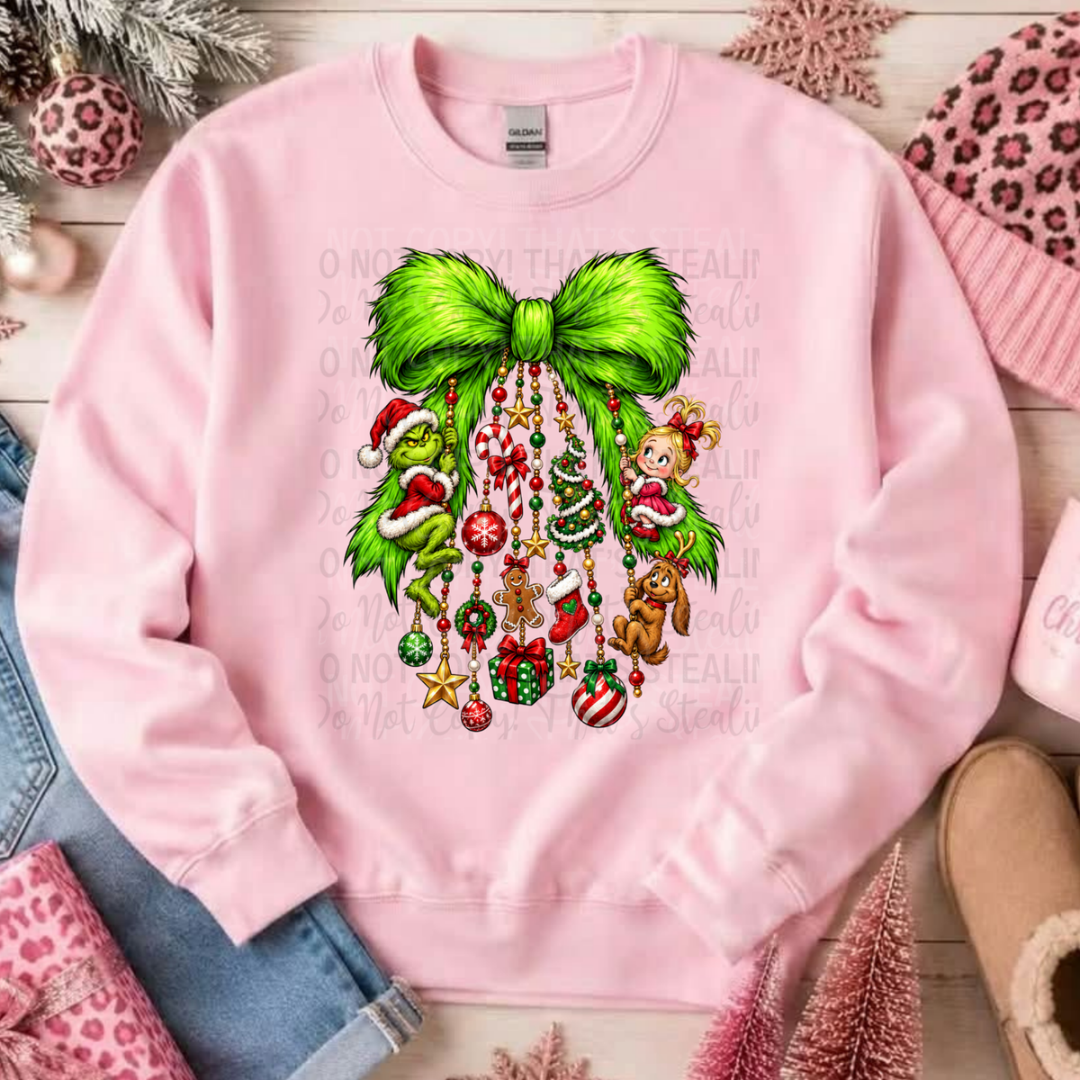 Green Ribbon & Christmas Charms