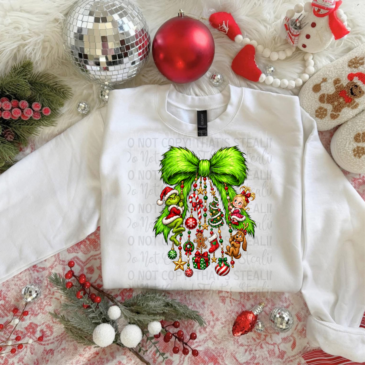 Green Ribbon & Christmas Charms