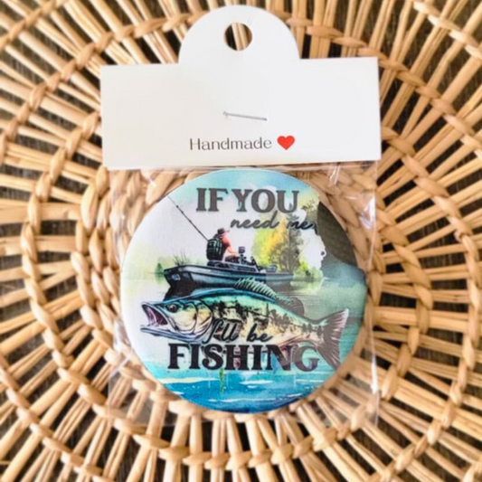 I'll Be Fishing Neoprene Car Coasters