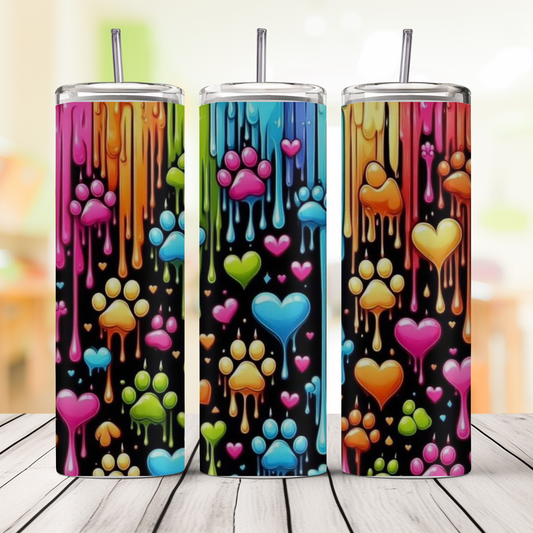 Puppy Paws and Hearts 20oz Skinny Tumbler