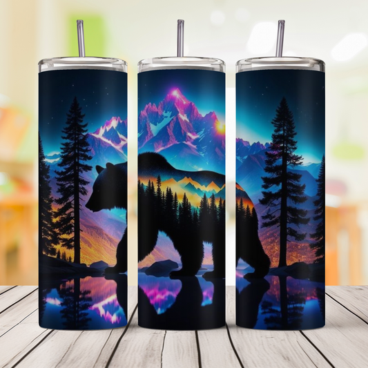 Black Bear in the Mountains  20oz Skinny Tumbler