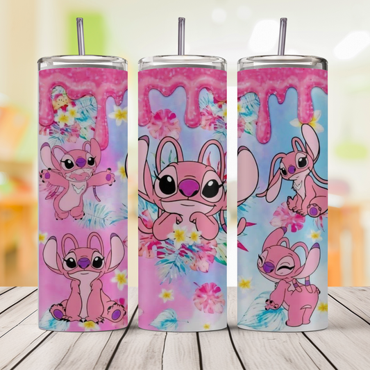 Pink Stitch 20oz Skinny Tumbler