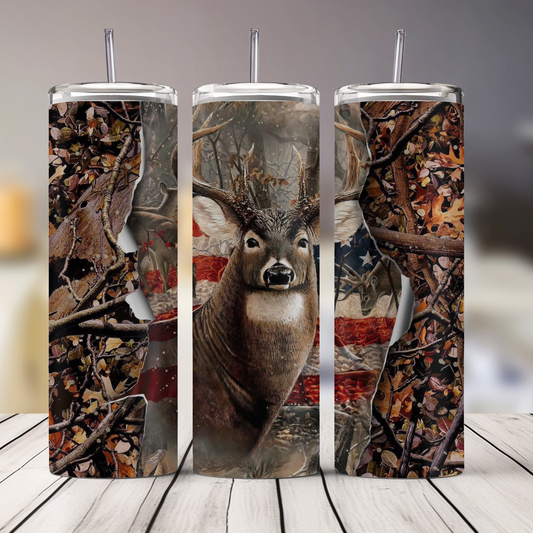 Deer and Flag 20oz Tumbler