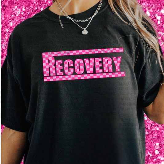 Recovery Pink & White Checkered Tshirt