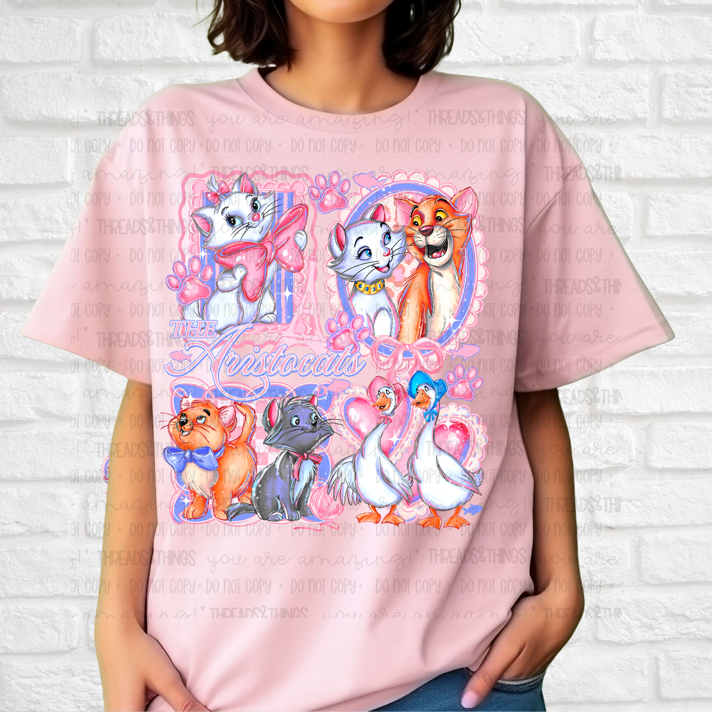 Valentines Cat and Friends DTF Crewneck Sweatshirt with or without sleeve design